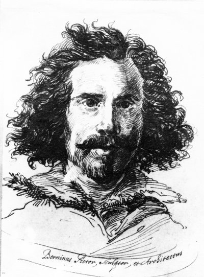 Portrait of Giovanni Lorenzo Bernini, print made by James Basire, 1764 by Salvator Rosa